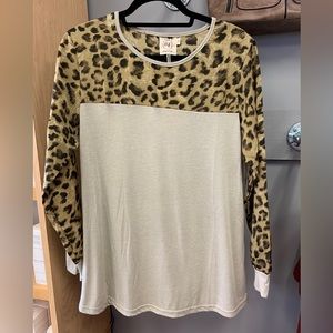 2XL, NWT, leopard, long sleeve